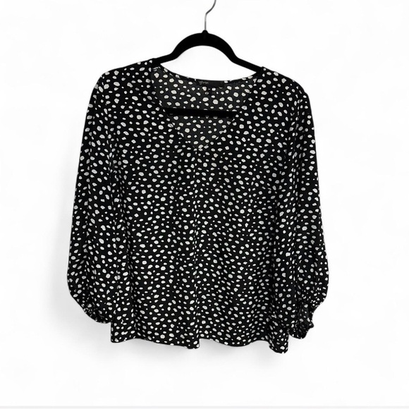 Gibson Tops - Gibson Black and White Dotted Blouse